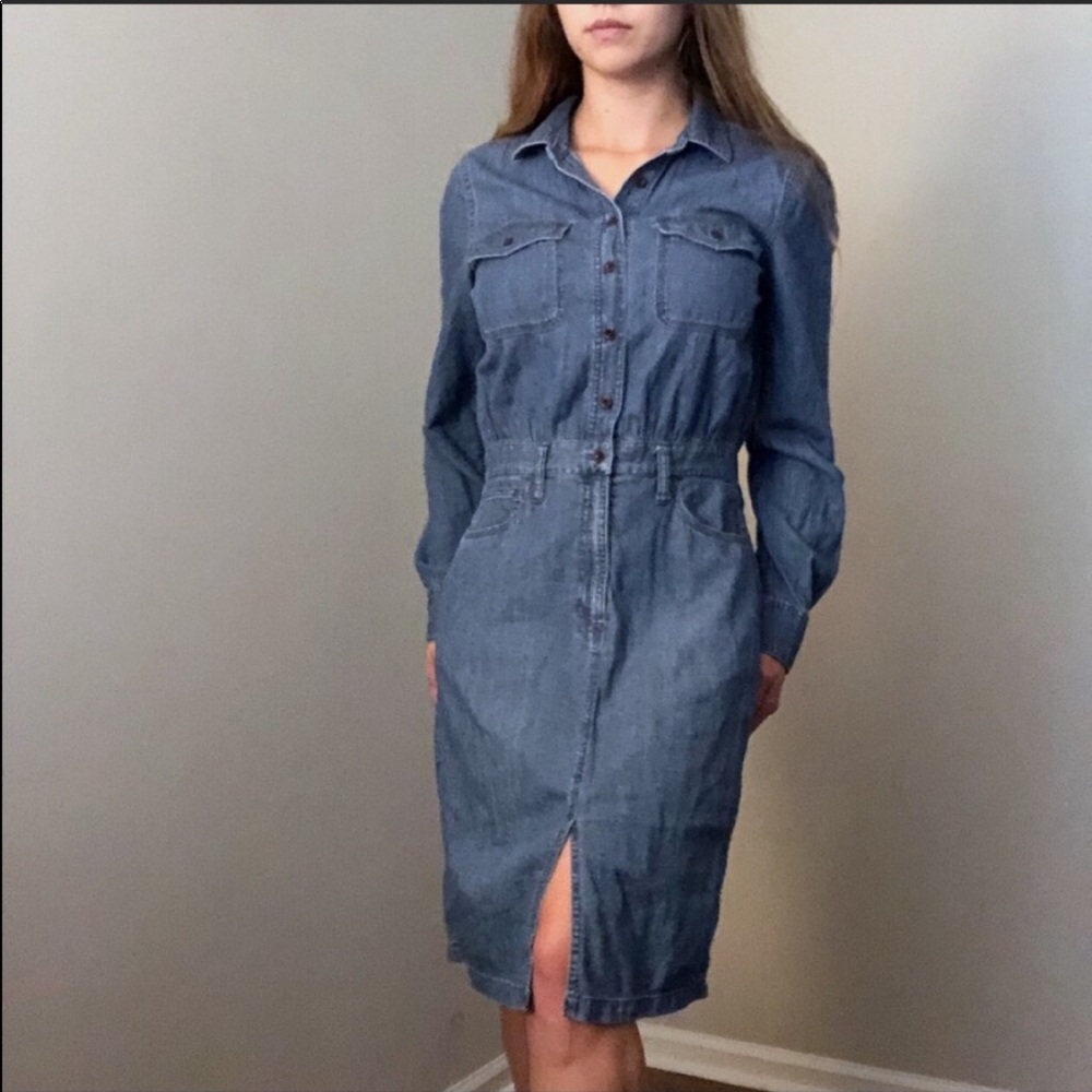 Madewell Denim Long Sleeve Midi Dress Size 10